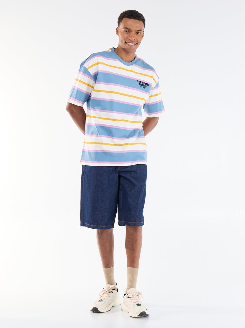 T-shirt pour homme à col rond en jersey fantaisie Bleu - Kiabi
