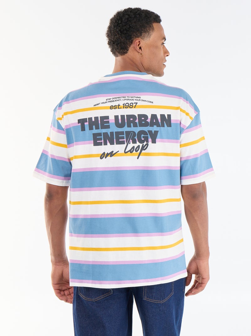 T-shirt pour homme à col rond en jersey fantaisie Bleu - Kiabi