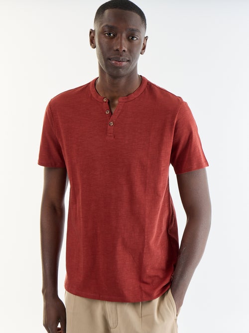 T-shirt pour homme à col tunisien uni - Kiabi