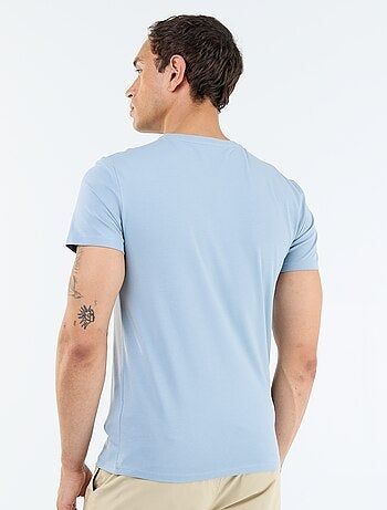 T-shirt uni en coton à col rond pour homme