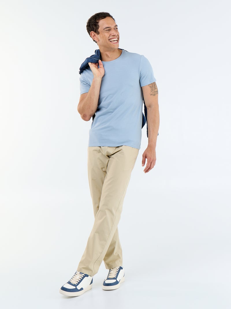T-shirt pour homme en coton à col rond Bleu - Kiabi