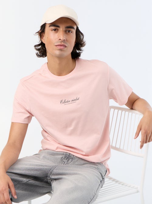 T-shirt pour homme en coton à col rond imprimé - Kiabi
