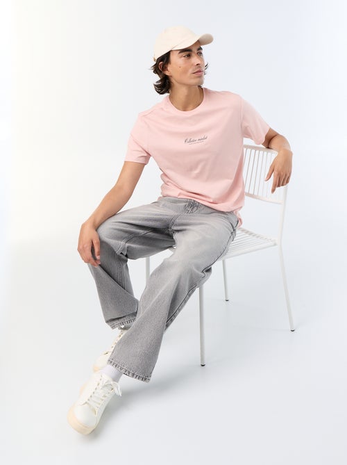 T-shirt pour homme en coton à col rond imprimé - Kiabi