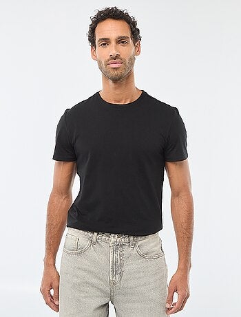 T-shirt uni en coton à col rond pour homme