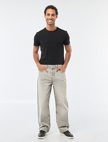 T-shirt uni en coton à col rond pour homme