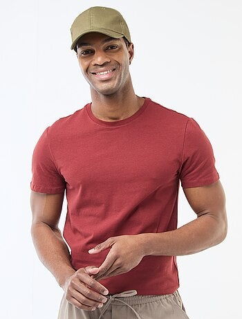 T-shirt uni en coton à col rond pour homme