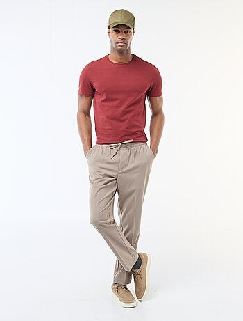 T-shirt uni en coton à col rond pour homme