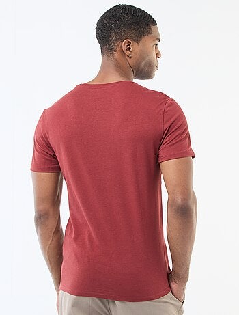 T-shirt uni en coton à col rond pour homme