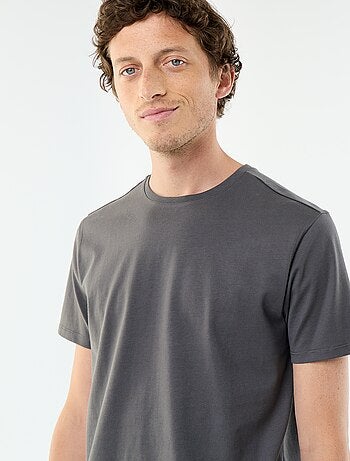 T-shirt uni en coton pour homme à col rond