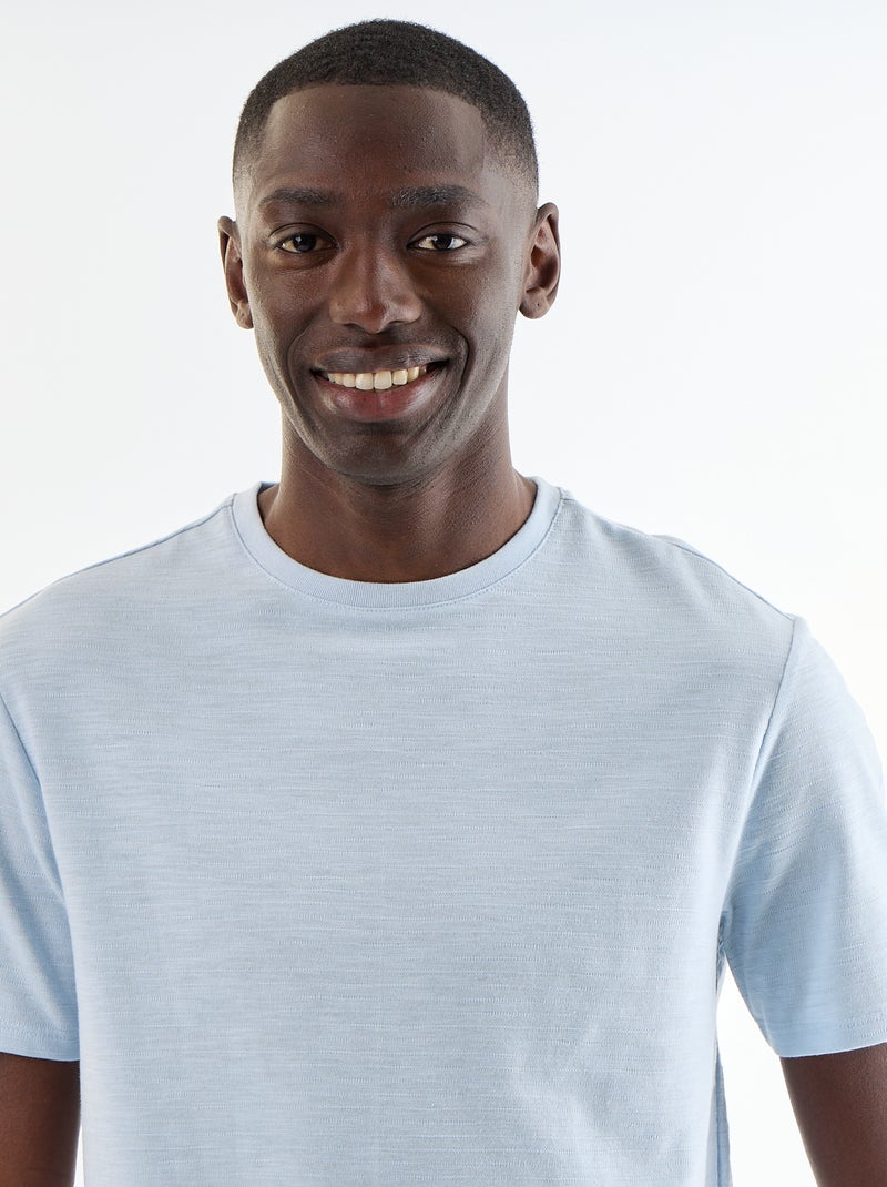 T-shirt pour homme uni à col rond Bleu - Kiabi