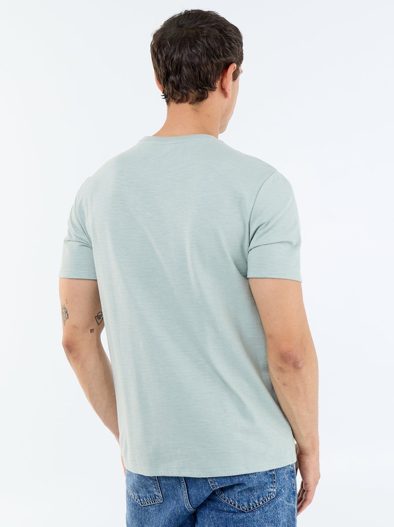T-shirt pour homme uni à col rond Vert - Kiabi