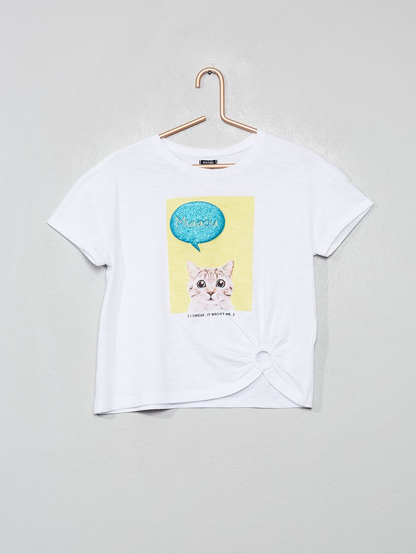 T-shirt print en relief blanc - Kiabi