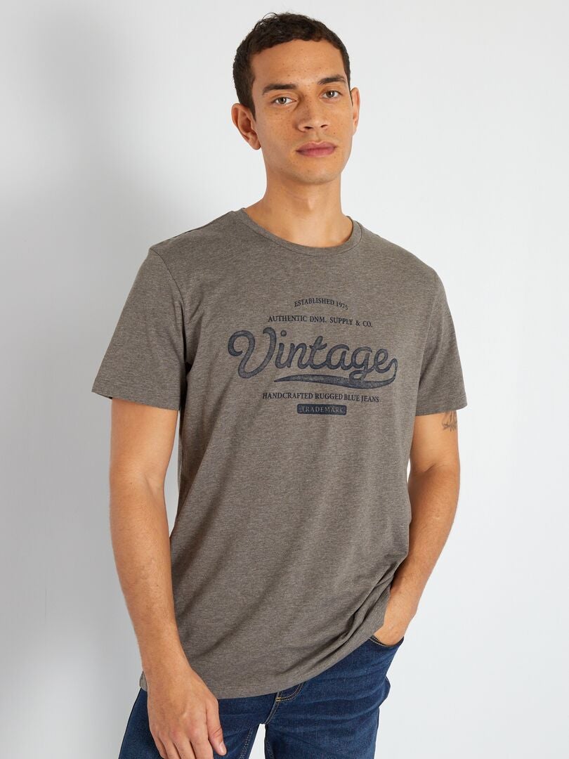 T-shirt 'Produkt' en coton imprimé gris - Kiabi