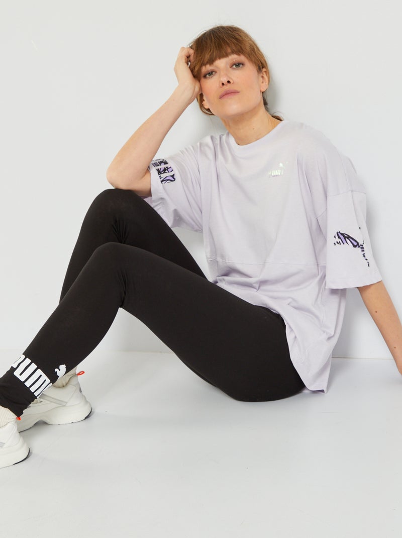 T-shirt 'Puma' à col rond Lavande - Kiabi