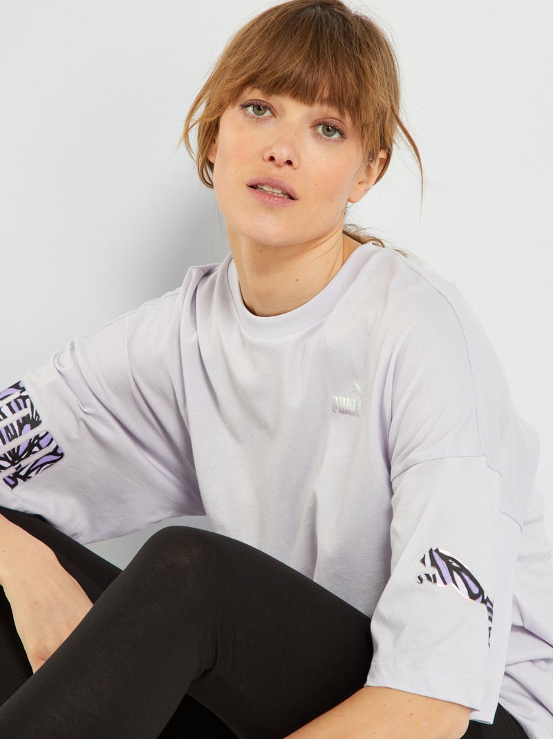 T-shirt 'Puma' à col rond Lavande - Kiabi