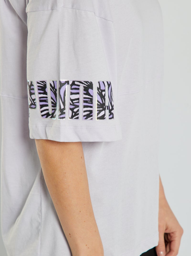 T-shirt 'Puma' à col rond Lavande - Kiabi