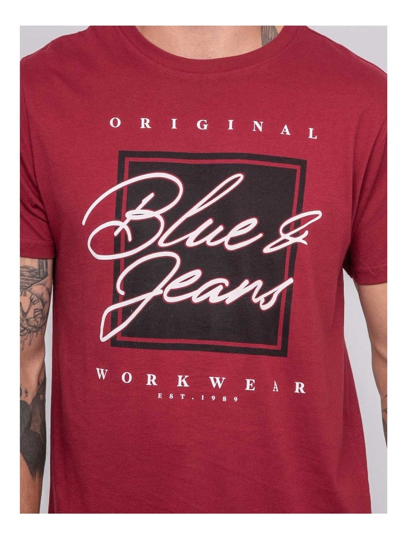 T-shirt pur coton à motif jablote Bordeaux - Kiabi