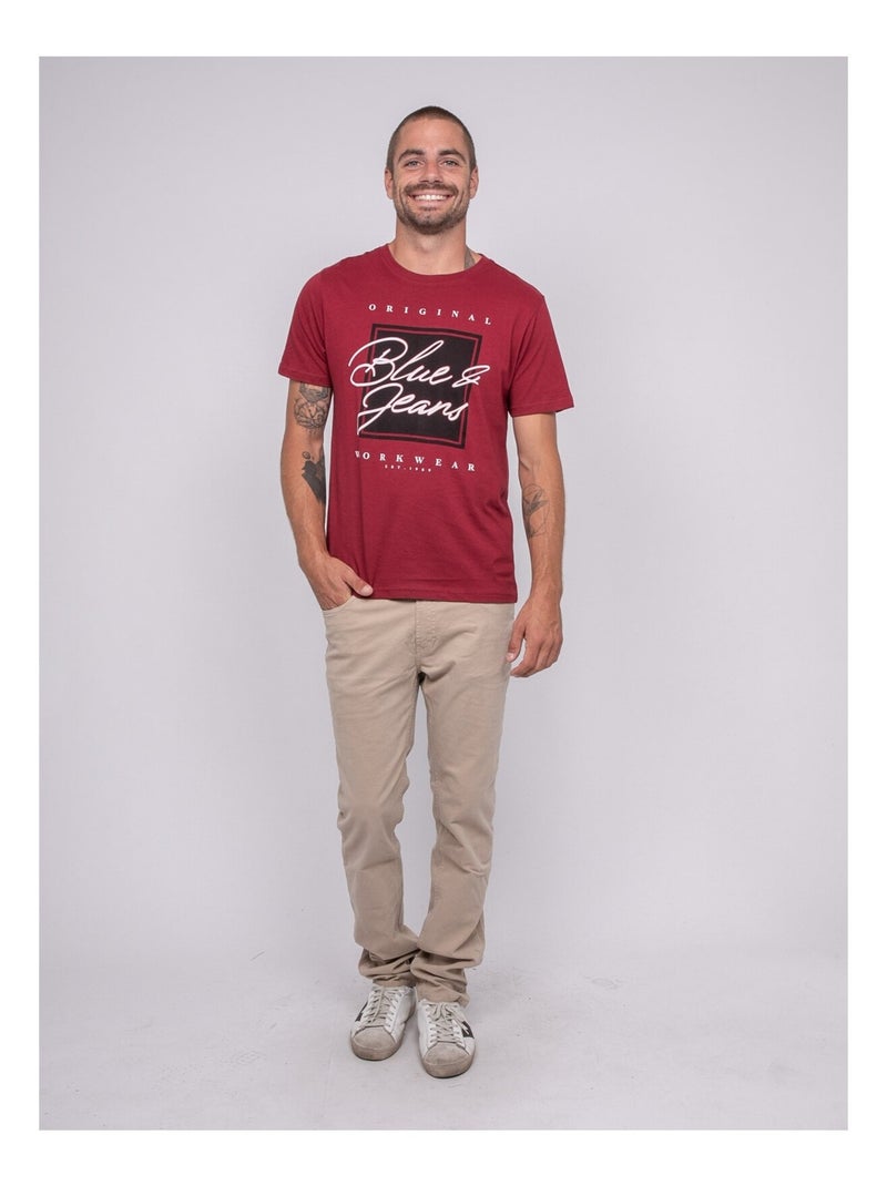 T-shirt pur coton à motif jablote Bordeaux - Kiabi