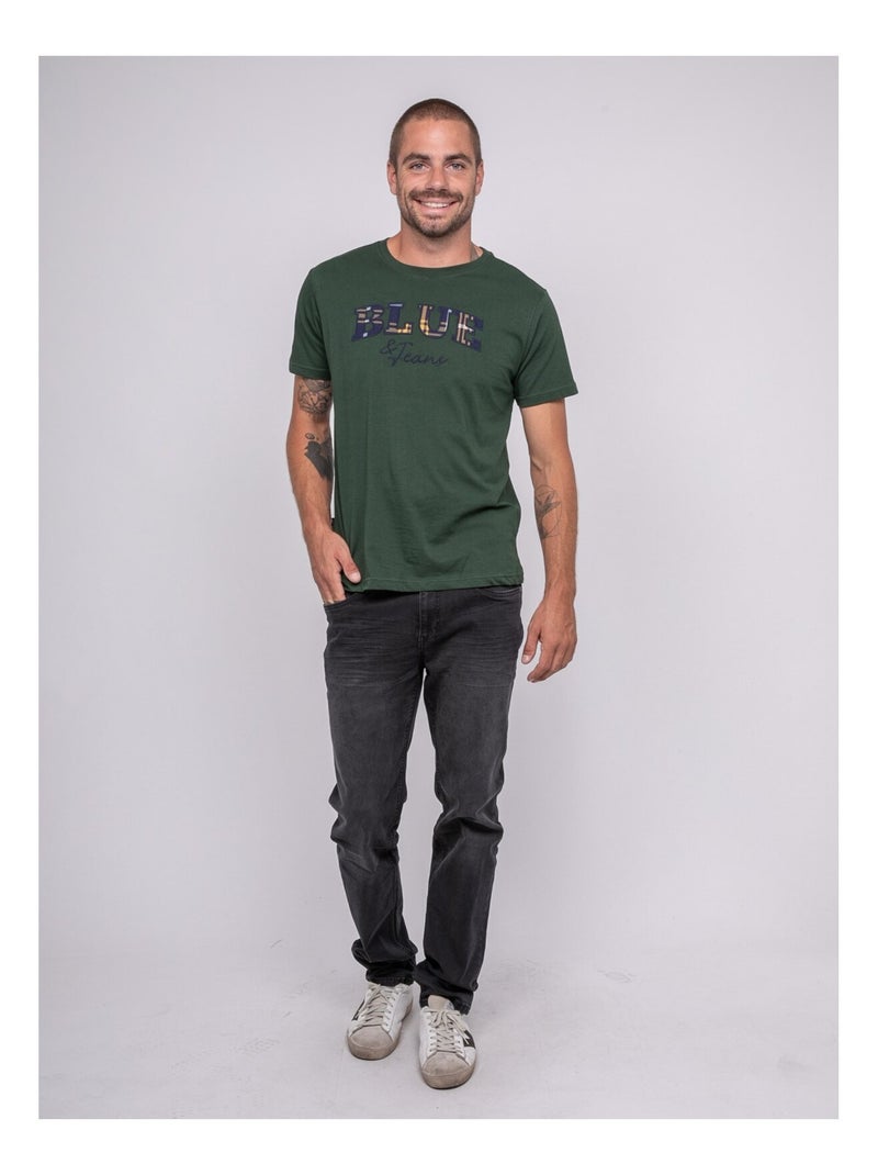T-shirt pur coton à motif jackhorn Vert forêt - Kiabi