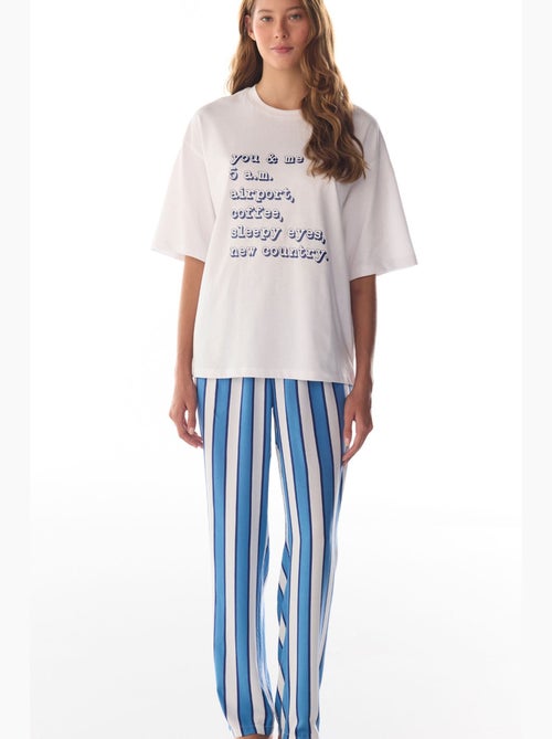 T-shirt pyjamatop met vacation slogan-print en korte mouwen penti - Kiabi T-shirt pyjamatop met vacation slogan-print en korte mouwen penti - Kiabi