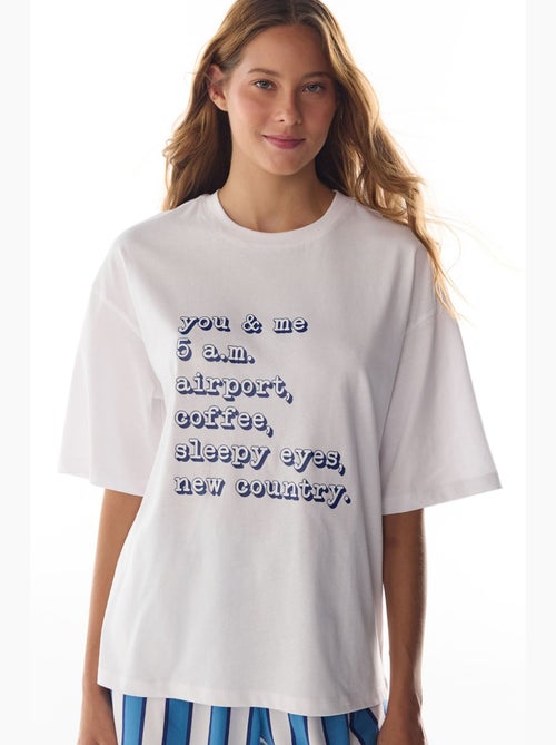 T-shirt pyjamatop met vacation slogan-print en korte mouwen penti - Kiabi T-shirt pyjamatop met vacation slogan-print en korte mouwen penti - Kiabi