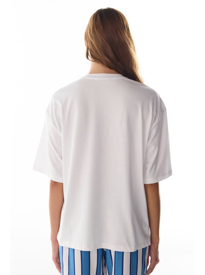 T-shirt pyjamatop met vacation slogan-print en korte mouwen penti Wit - Kiabi