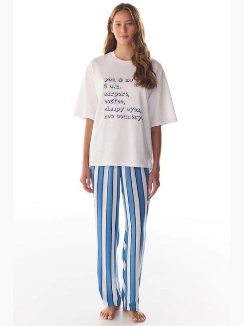 T-shirt pyjamatop met vacation slogan-print en korte mouwen penti - Kiabi T-shirt pyjamatop met vacation slogan-print en korte mouwen penti - Kiabi