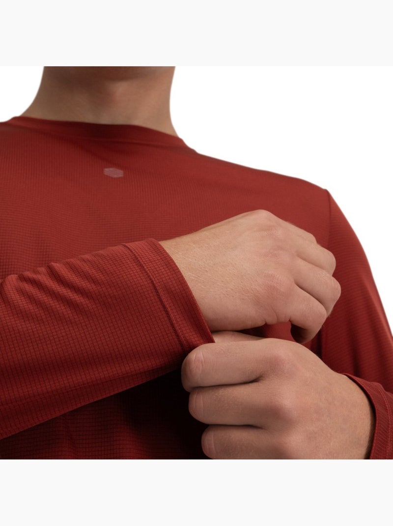 T-shirt randonnée manches longues homme randonnée homme reserve maroon Rouge brique - Kiabi
