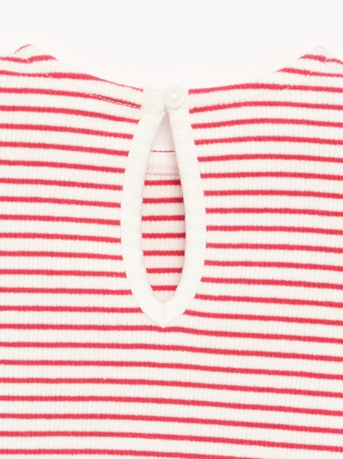 T-shirt rayé à manches courtes avec nœuds - Kiabi
