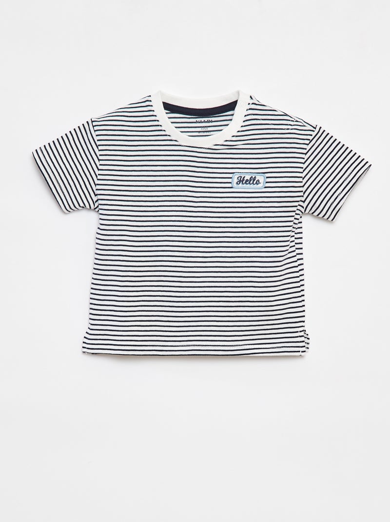 T-shirt rayé à manches courtes Blanc - Kiabi