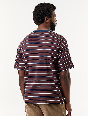 T-shirt homme en coton rayé à col rond