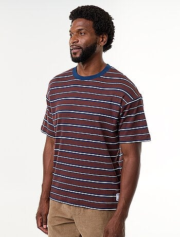 T-shirt homme en coton rayé à col rond