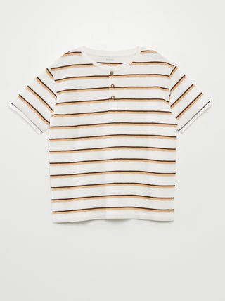 T-shirt rayé avec col tunisien