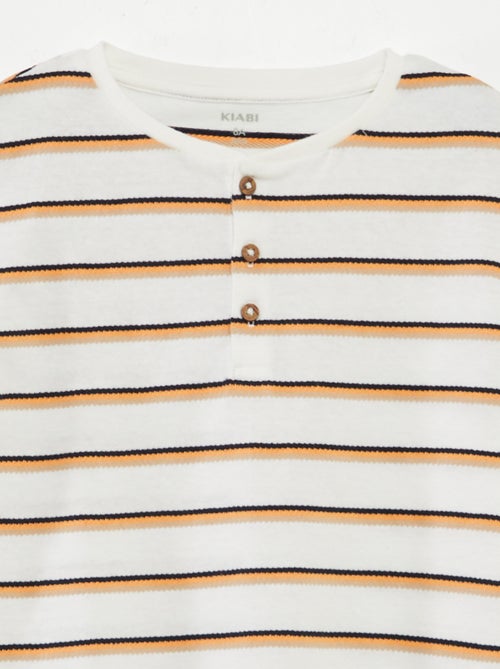 T-shirt rayé avec col tunisien - Kiabi