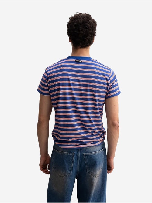 T-shirt rayé côtelé à col rond pour homme giesto - Kiabi