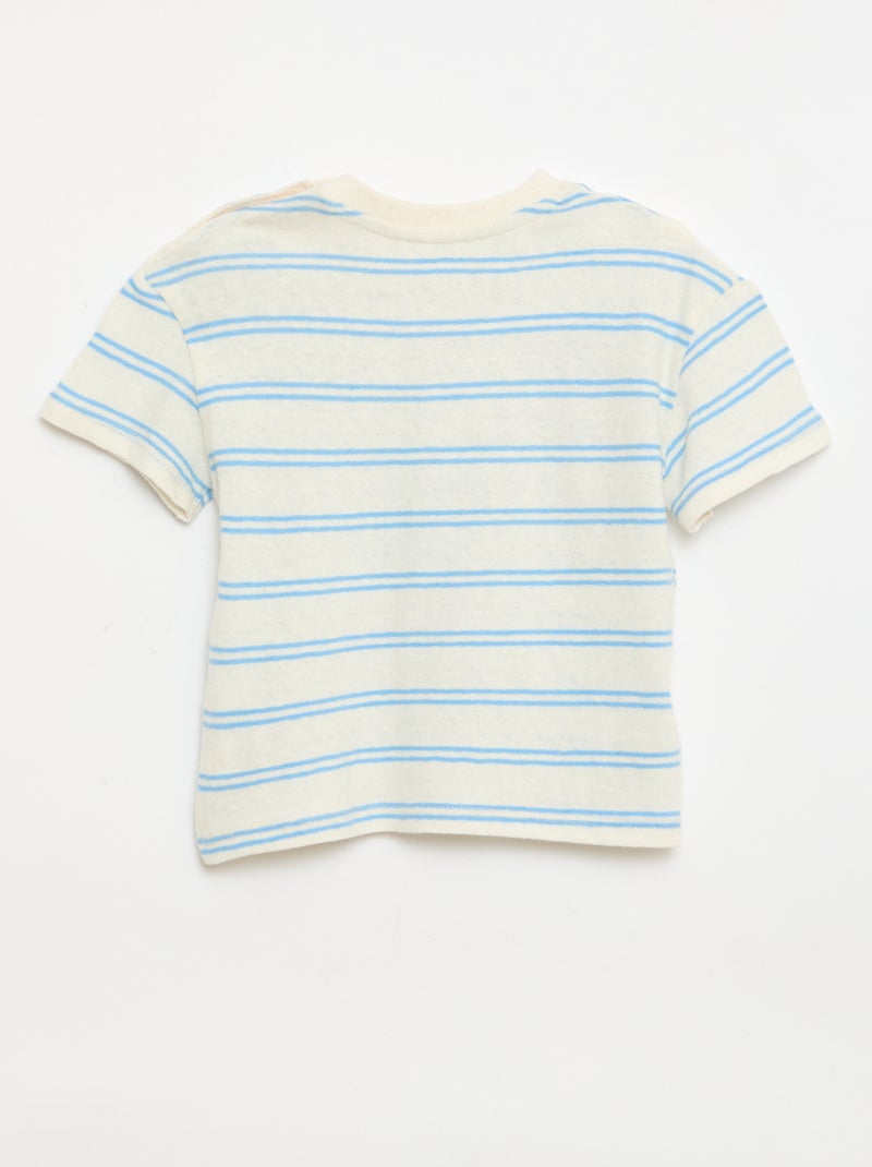 T-shirt rayé en jersey coton et lin Blanc - Kiabi