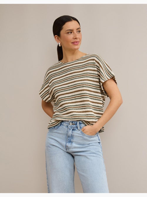 T-shirt rayé en maille rustique, mo fashion - Kiabi