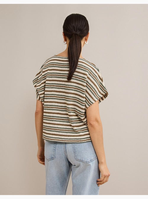 T-shirt rayé en maille rustique, mo fashion - Kiabi