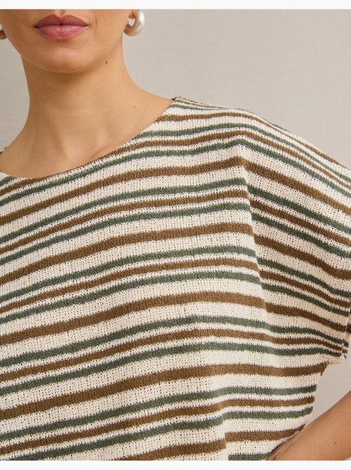 T-shirt rayé en maille rustique, mo fashion - Kiabi