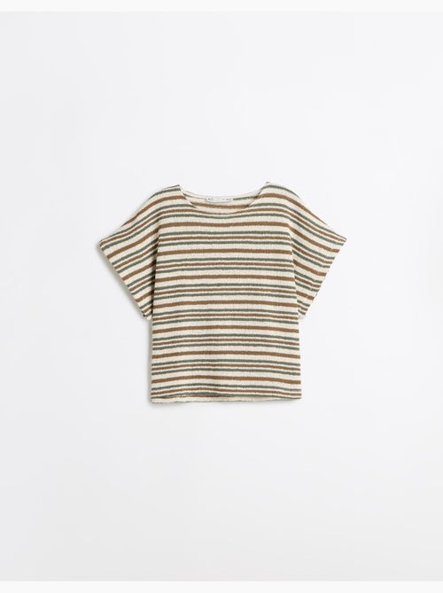 T-shirt rayé en maille rustique, mo fashion - Kiabi