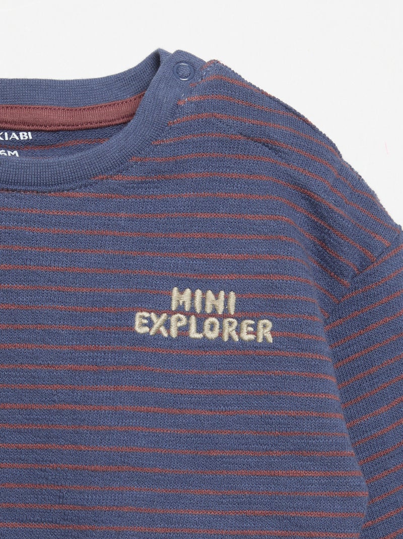 T-shirt rayé manches longues Bleu - Kiabi