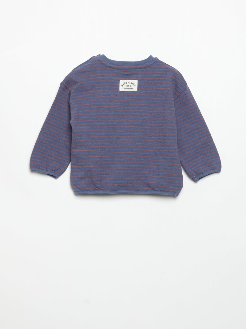 T-shirt rayé manches longues Bleu - Kiabi