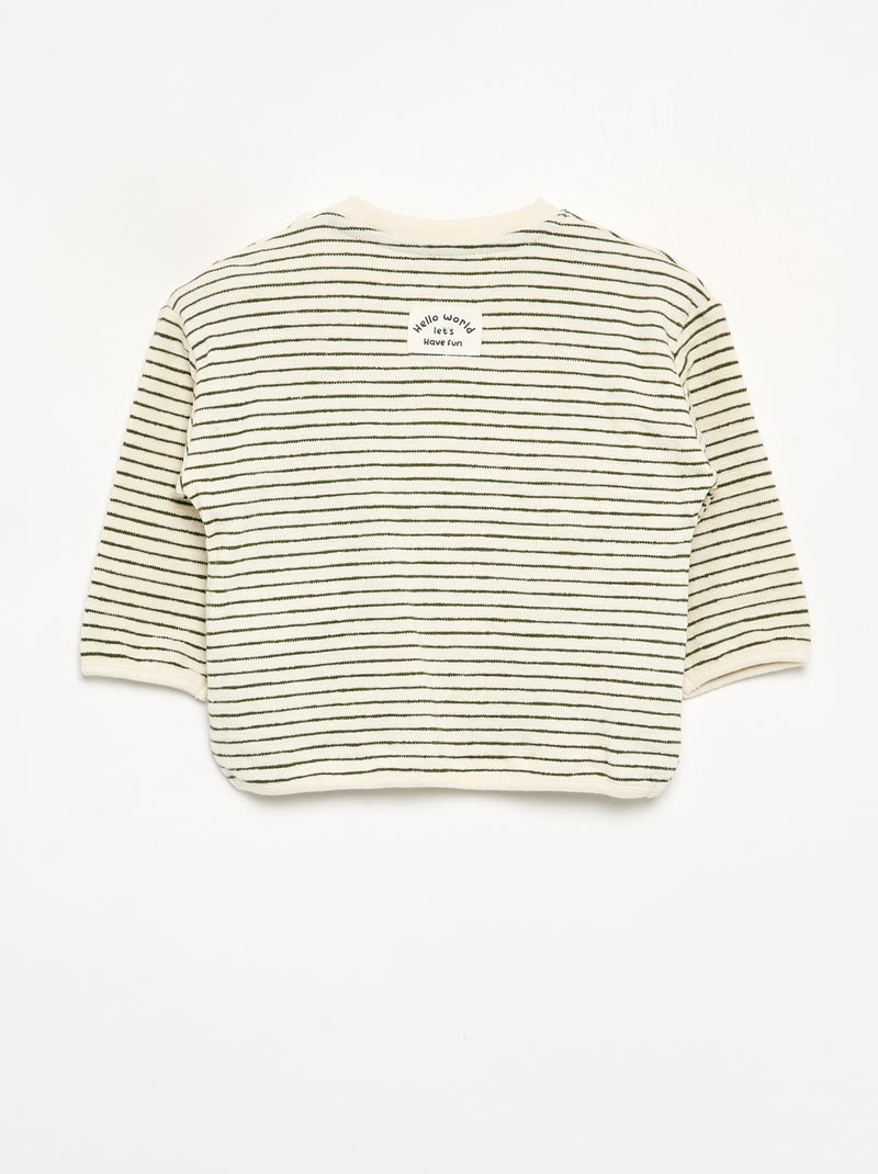 T-shirt rayé manches longues Vert - Kiabi