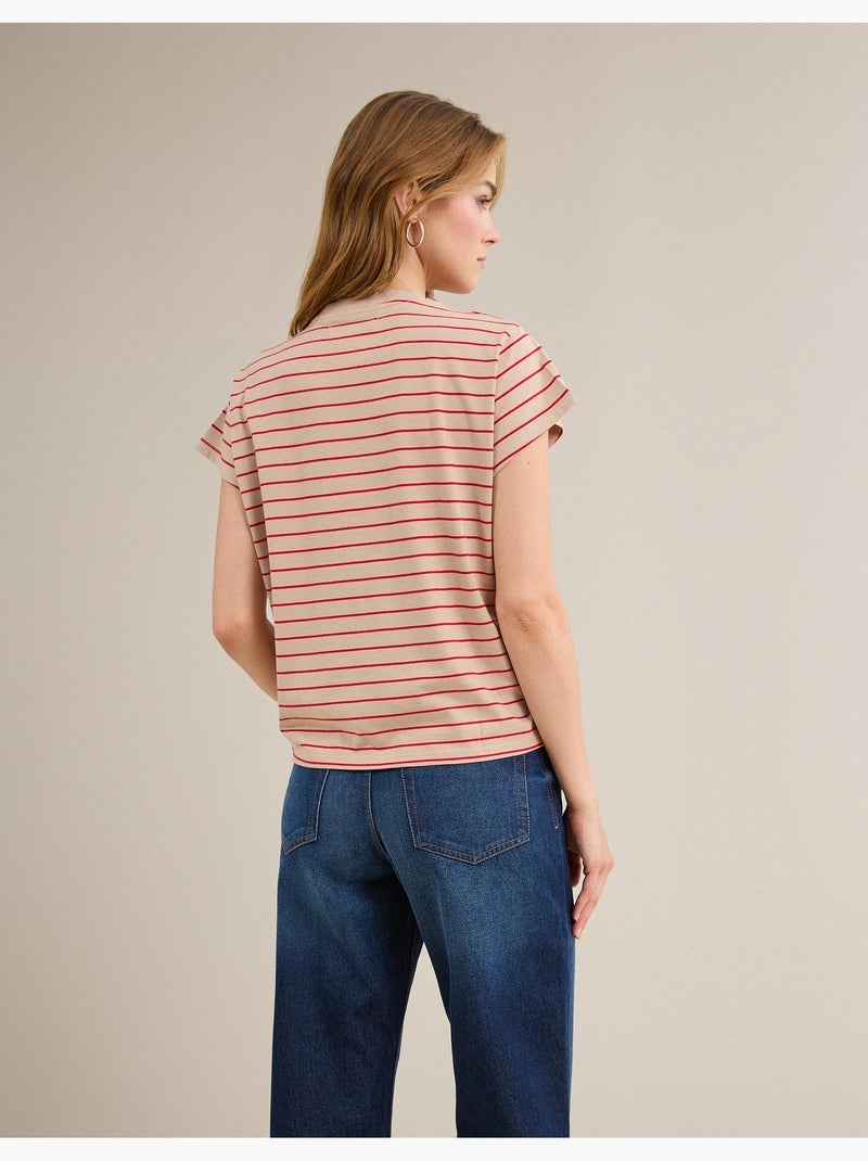 T-shirt rayé, MO Fashion Beige - Kiabi