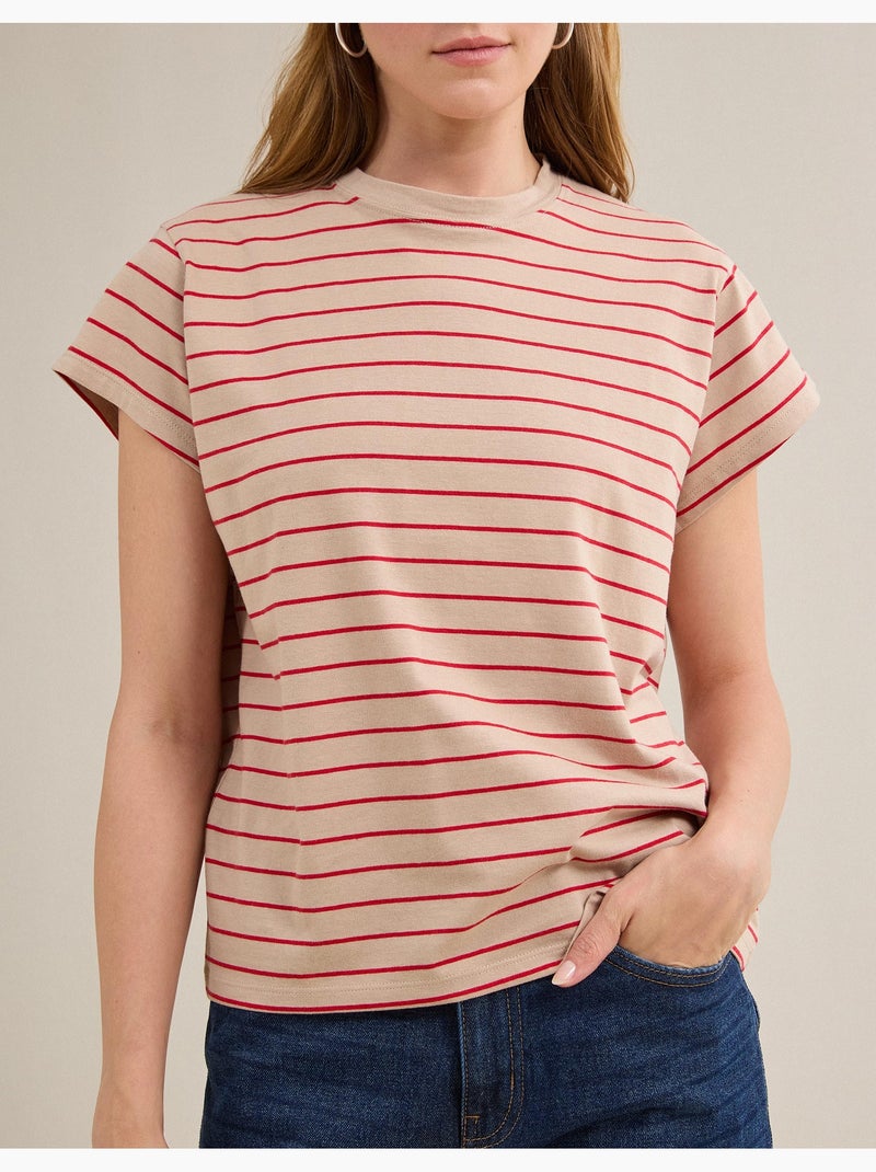 T-shirt rayé, MO Fashion Beige - Kiabi