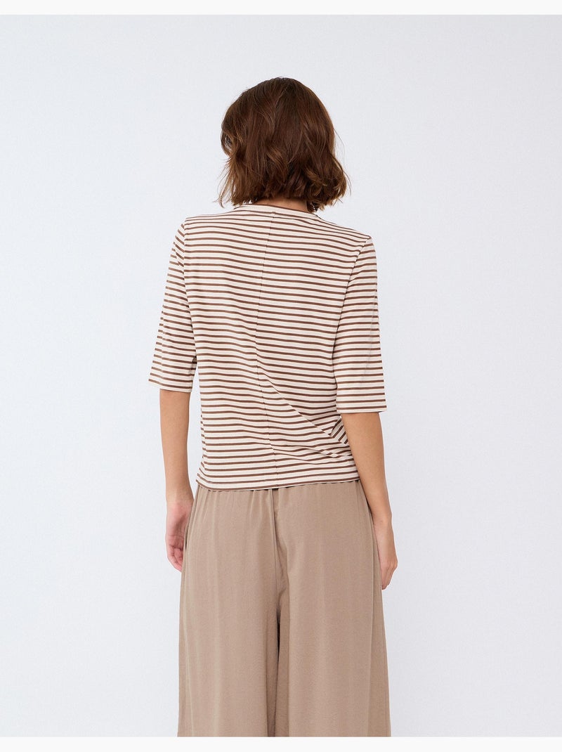 T-shirt rayé, mo fashion Marron - Kiabi