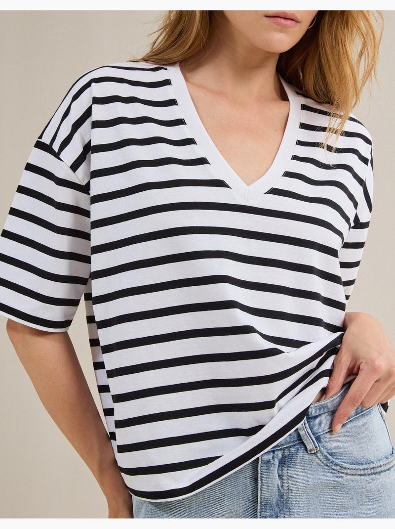 T-shirt rayé, MO Fashion Noir - Kiabi