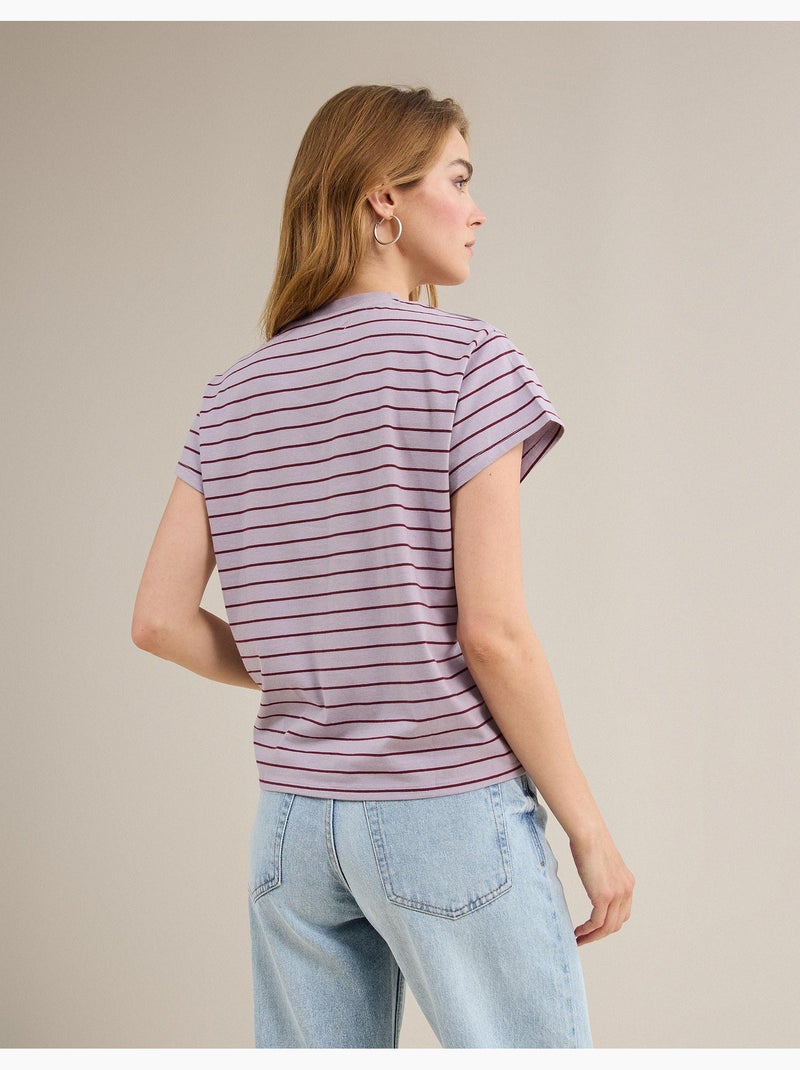 T-shirt rayé, MO Fashion Violet - Kiabi