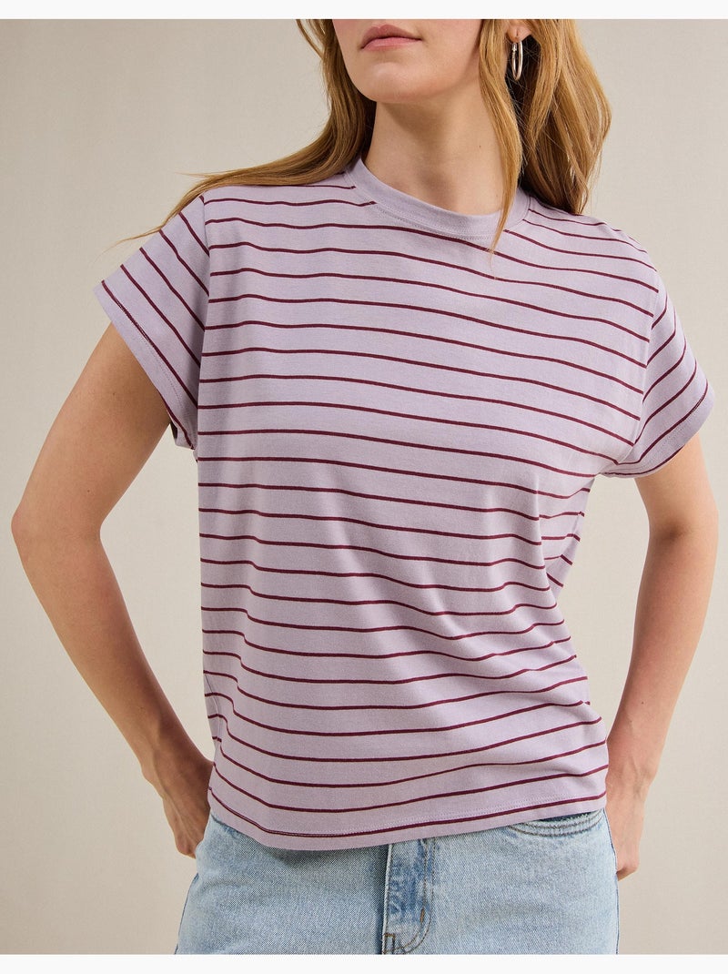 T-shirt rayé, MO Fashion Violet - Kiabi