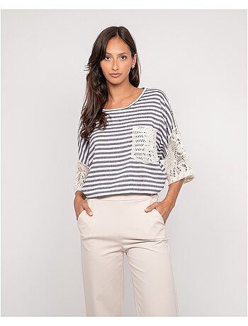 T-shirt rayures dos ajouré FINLEY